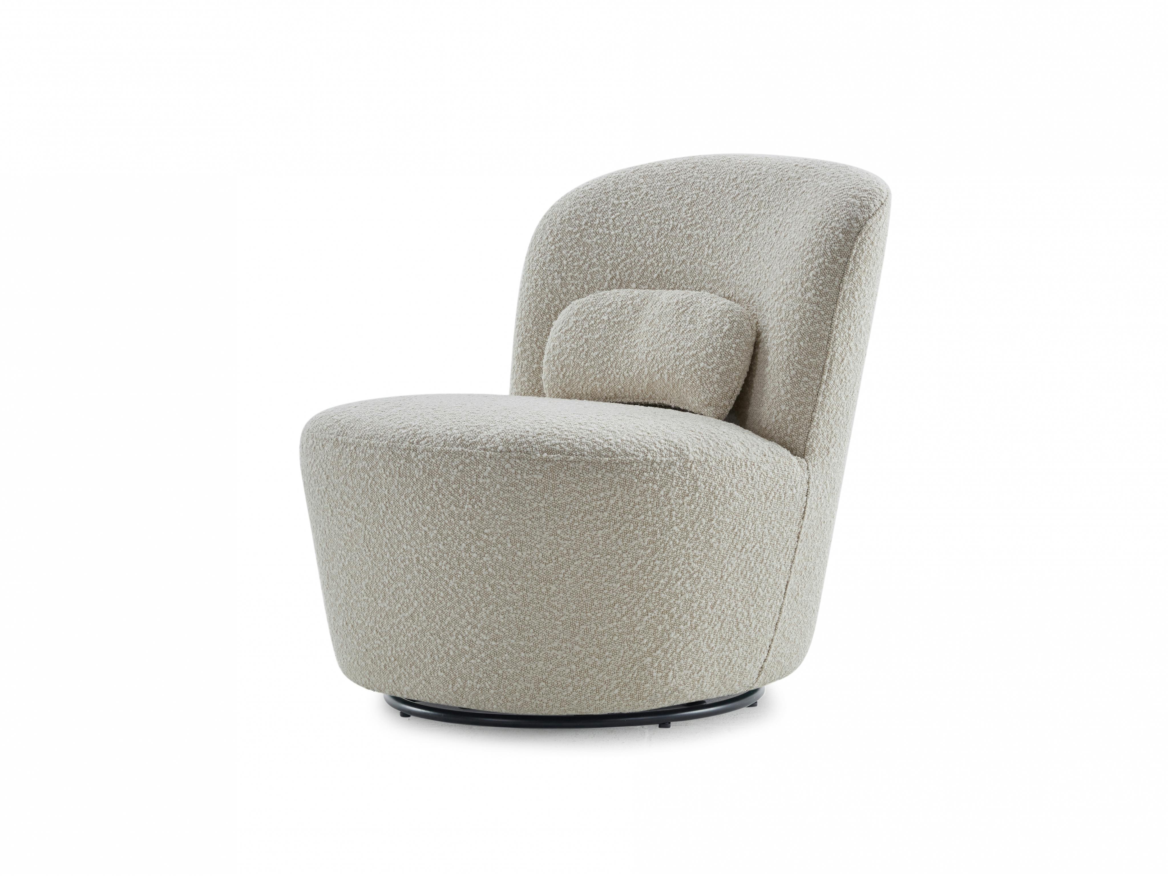 Zoey Boucle Fabric Swivel Chair