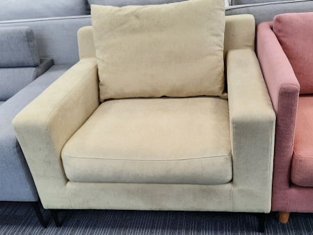 APOLLO Fabric Armchair (Fabric-manisa Acacia ,leg-corner Leg  Black ,fill- Feather ,firmness- Soft)