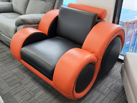UNWIND Leather Armchair (Material-leather + Match,main Colour-black Standard,minor Colour-orange Standard)