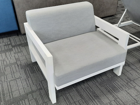 LAVI WHITE Outdoor Armchair (Fabric Colour- Lead Chine ,frame Colour- White)