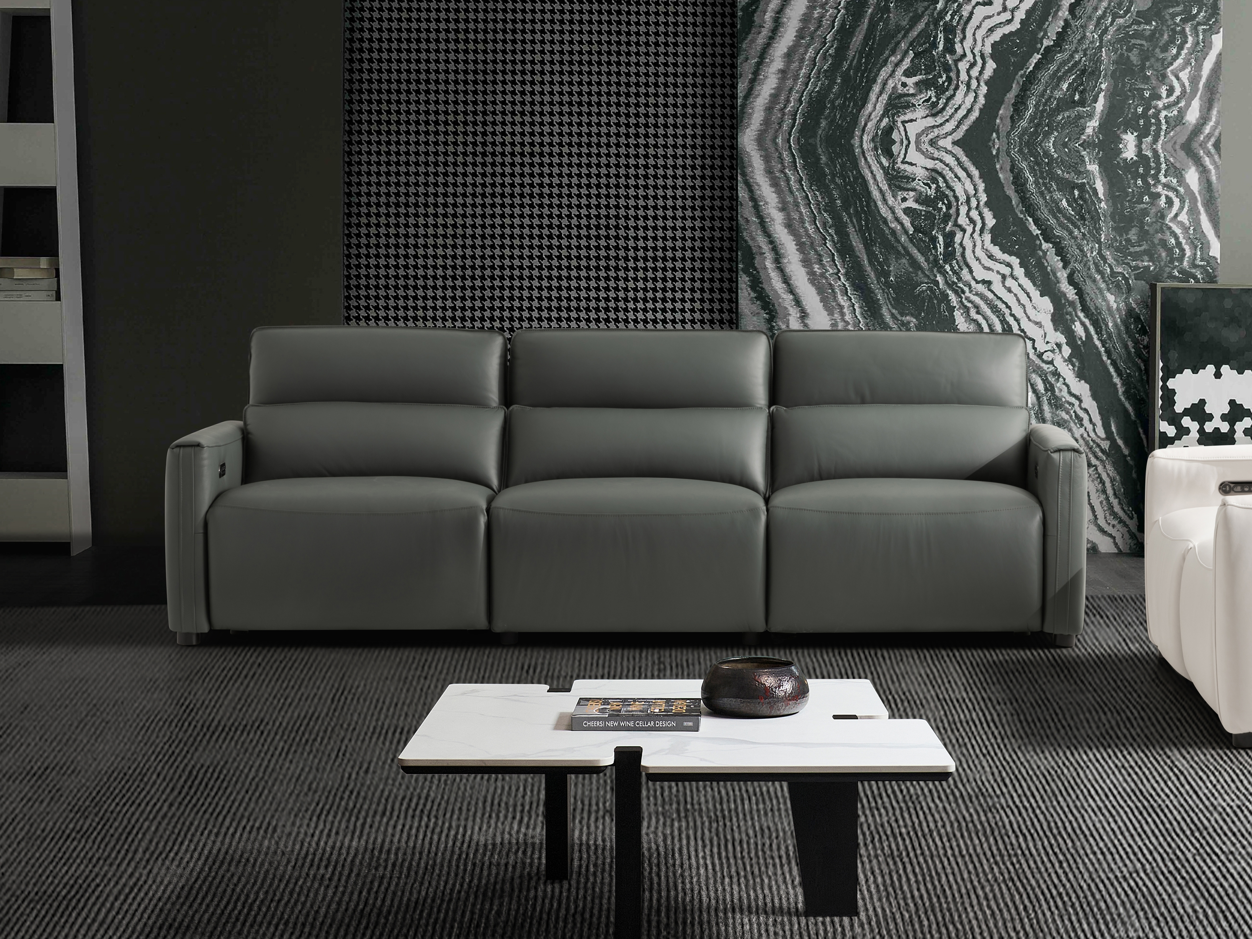 Maverick Leather Recliner Three Seat Sofa 2