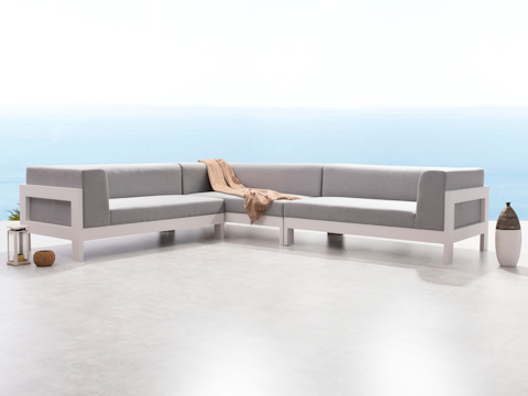New Noosa White Outdoor Fabric Corner Lounge 1