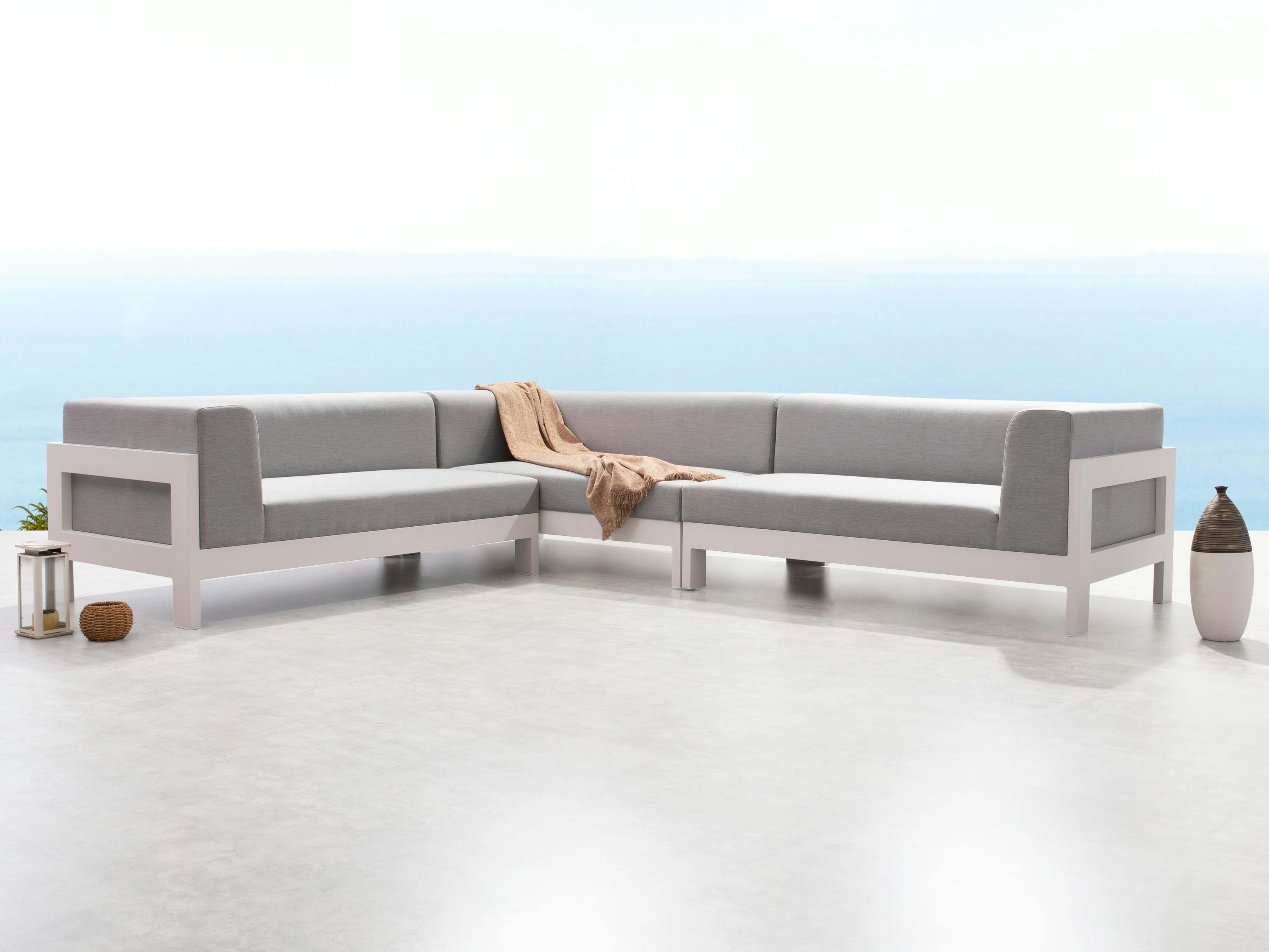 New Noosa White Outdoor Fabric Corner Lounge
