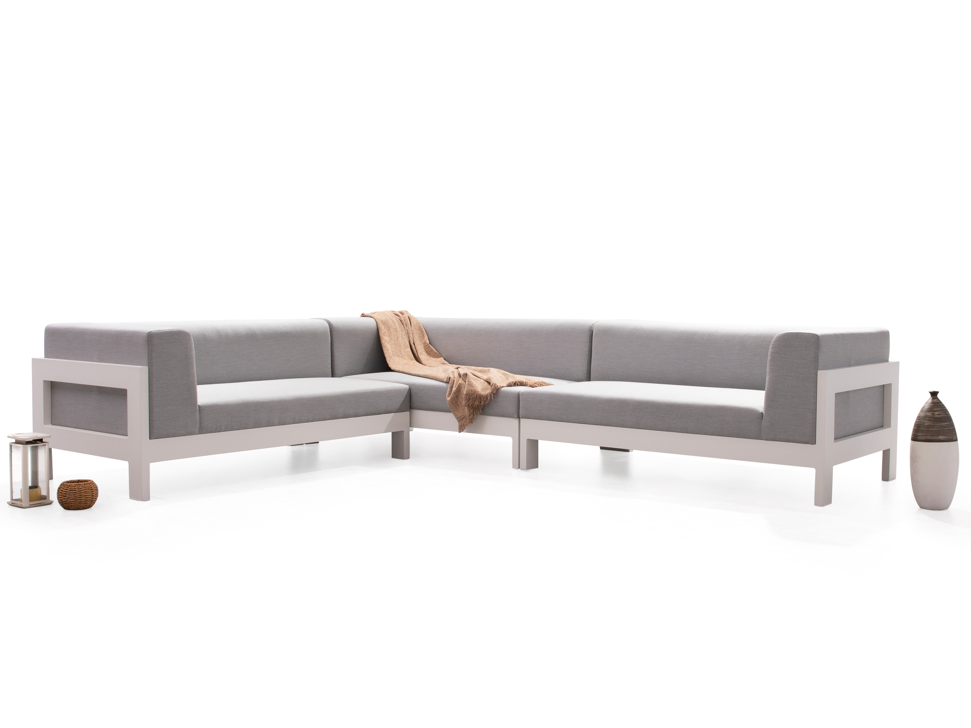 New Noosa White Outdoor Fabric Corner Lounge 5