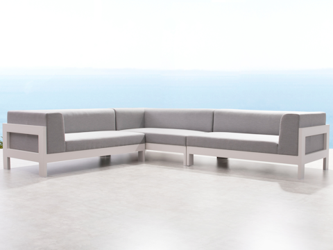 New Noosa White Outdoor Fabric Corner Lounge 2