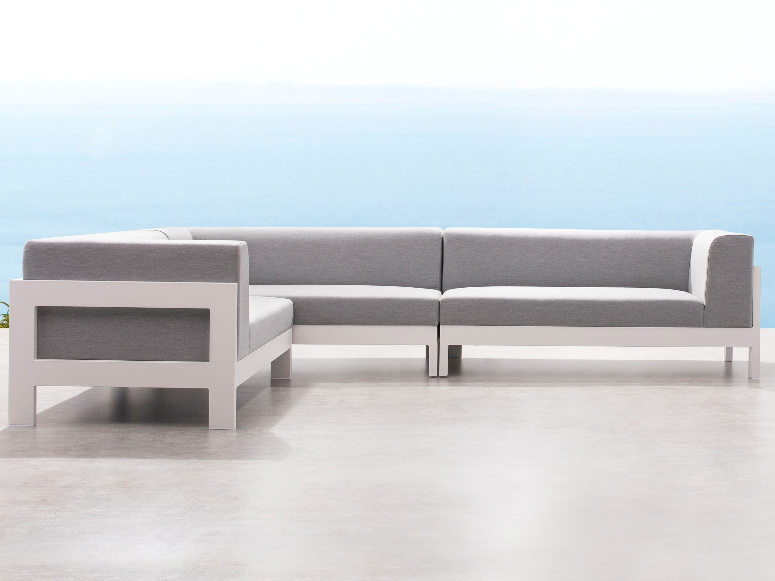 New Noosa White Outdoor Fabric Corner Lounge 4