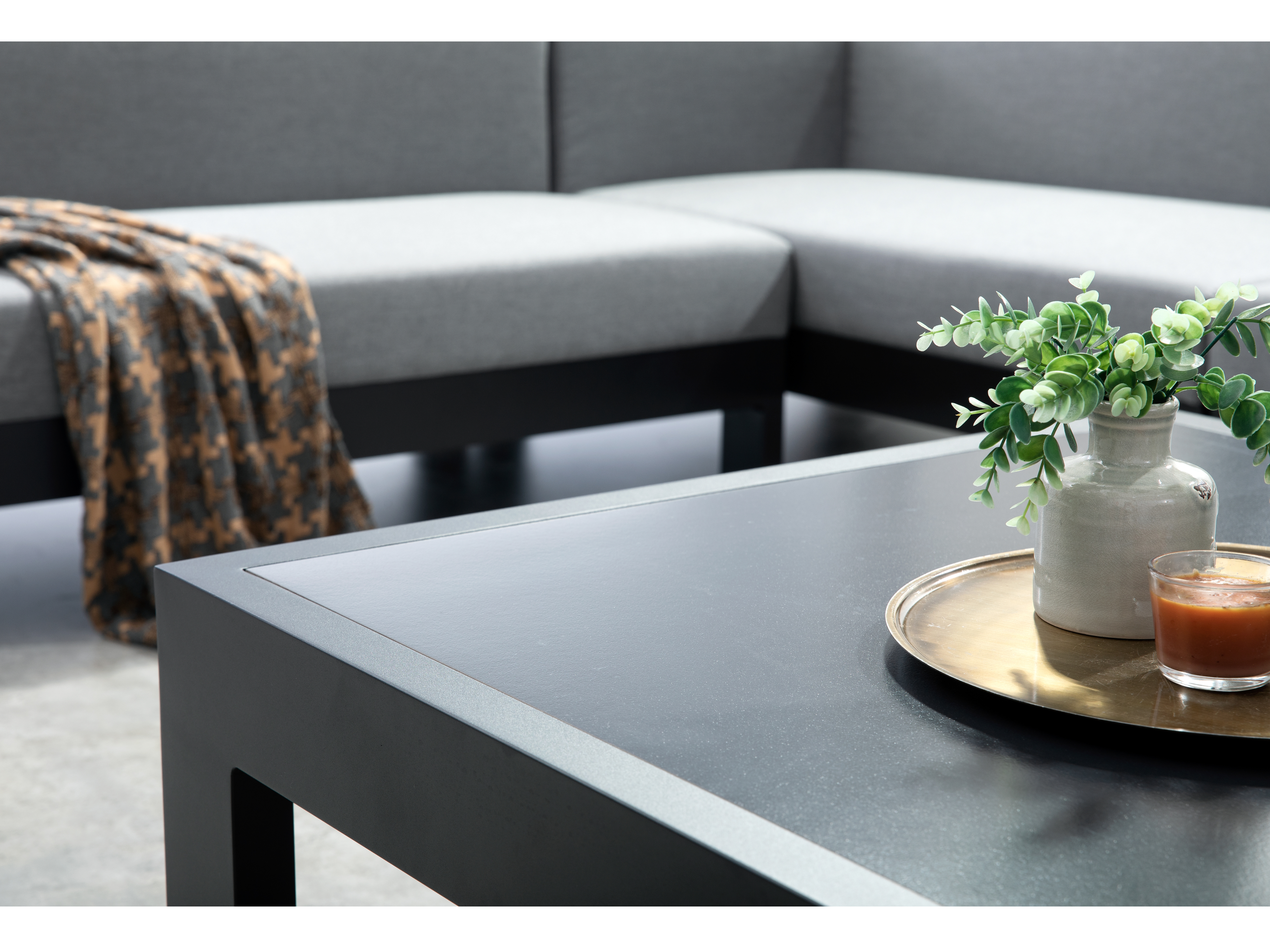 New Noosa Black Outdoor Fabric Corner Lounge With Coffee Table 5