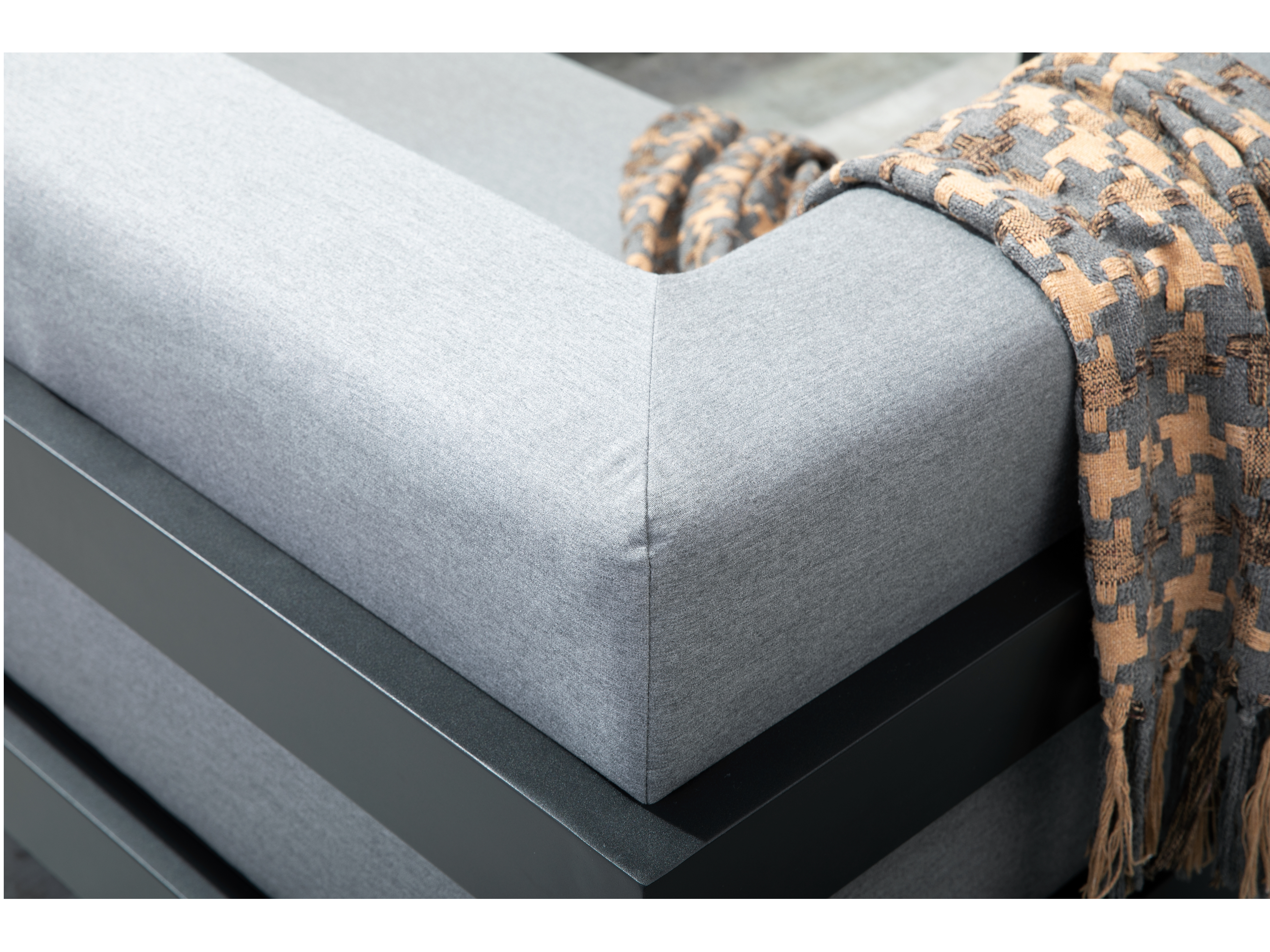 New Noosa Black Outdoor Fabric Corner Lounge With Coffee Table 6