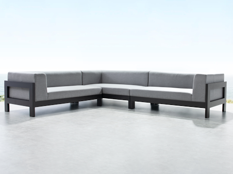 New Noosa Black Outdoor Fabric Corner Lounge 3