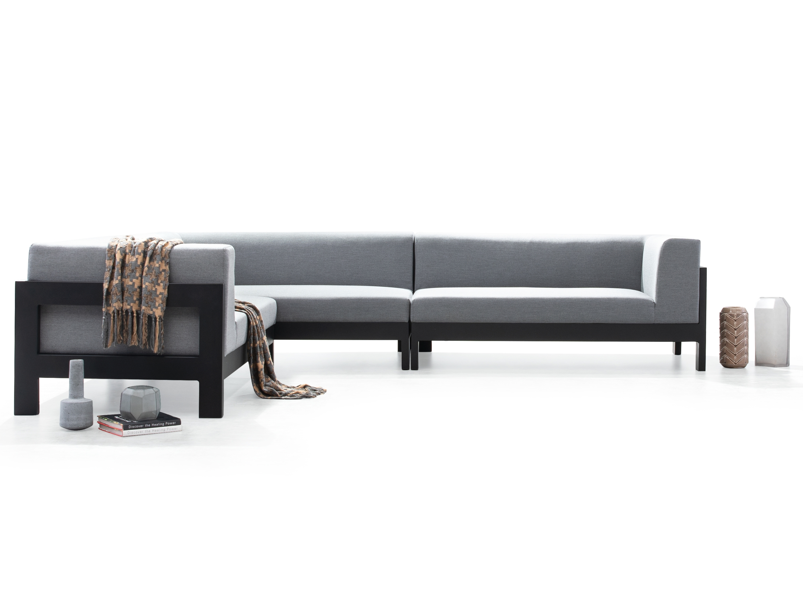 New Noosa Black Outdoor Fabric Corner Lounge 5