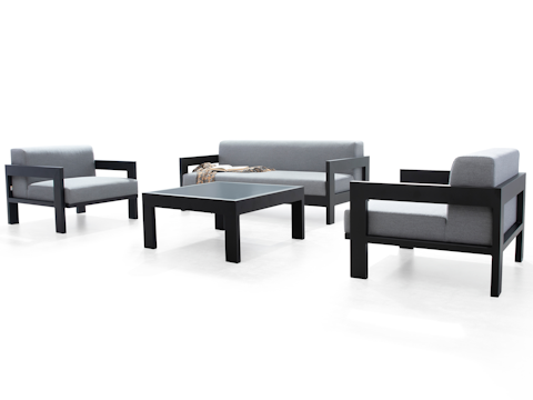 New Noosa Black Outdoor Lounge Set 2+1+1 With Coffee Table 7