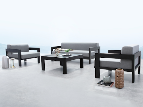 New Noosa Black Outdoor Lounge Set 2+1+1 With Coffee Table 4