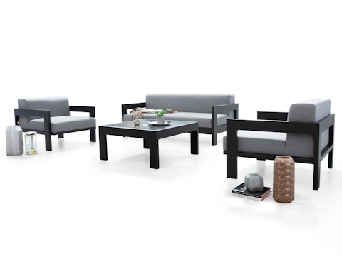 New Noosa Black Outdoor Lounge Set 2+1+1 With Coffee Table 8