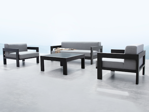 New Noosa Black Outdoor Lounge Set 2+1+1 With Coffee Table 3