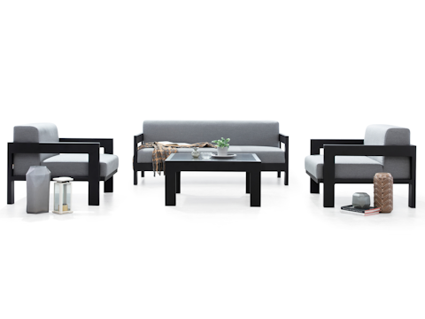 New Noosa Black Outdoor Lounge Set 2+1+1 With Coffee Table 6