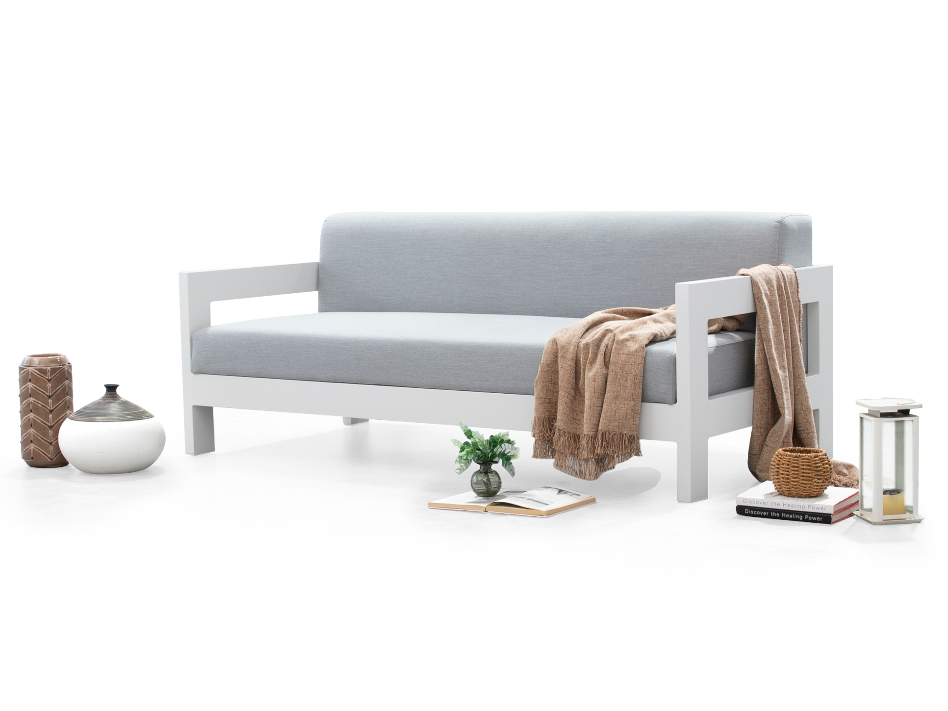 New Noosa White Outdoor Fabric Two Seat Sofa 7