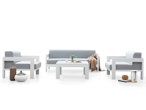 New Noosa White Outdoor Lounge Set 2+1+1 With Coffee Table 8
