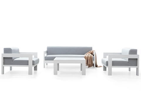 New Noosa White Outdoor Lounge Set 2+1+1 With Coffee Table 7