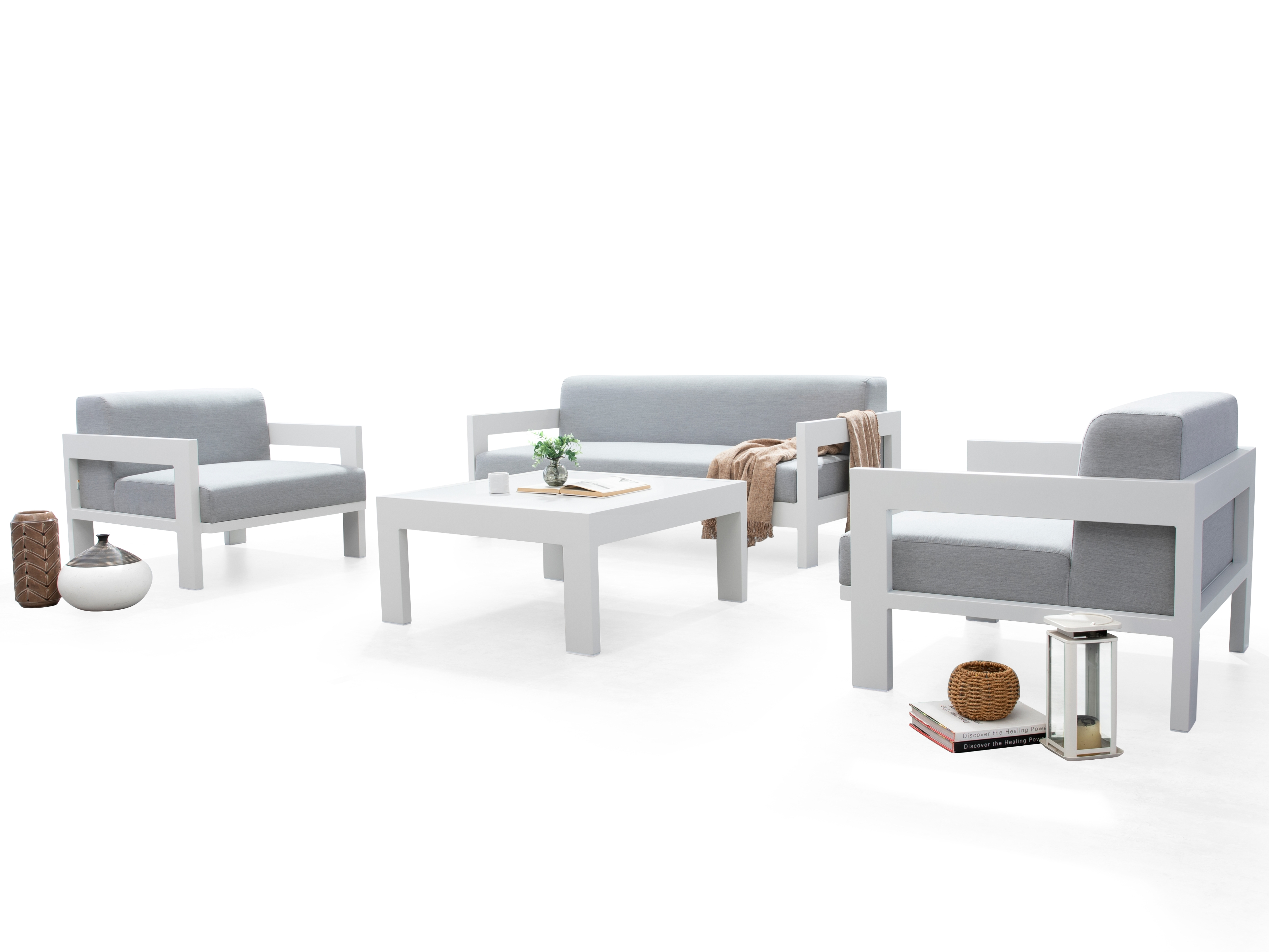 New Noosa White Outdoor Lounge Set 2+1+1 With Coffee Table 6