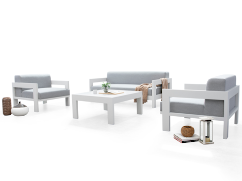 New Noosa White Outdoor Lounge Set 2+1+1 With Coffee Table 6