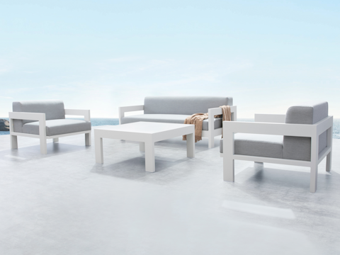 New Noosa White Outdoor Lounge Set 2+1+1 With Coffee Table 3