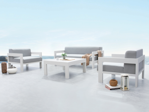 New Noosa White Outdoor Lounge Set 2+1+1 With Coffee Table 4