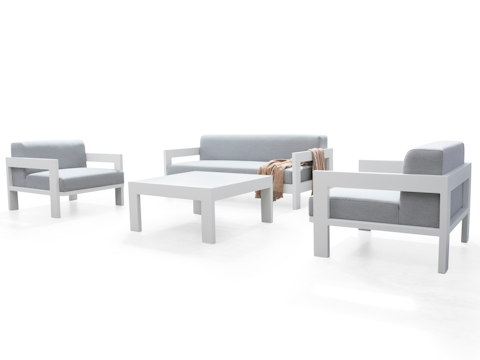 New Noosa White Outdoor Lounge Set 2+1+1 With Coffee Table 5