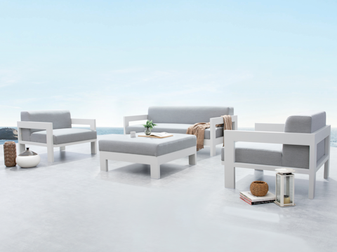 New Noosa White Outdoor Lounge Set 2+1+1 With Ottoman 3
