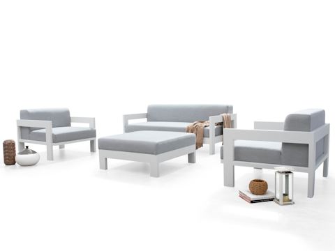 New Noosa White Outdoor Lounge Set 2+1+1 With Ottoman 5