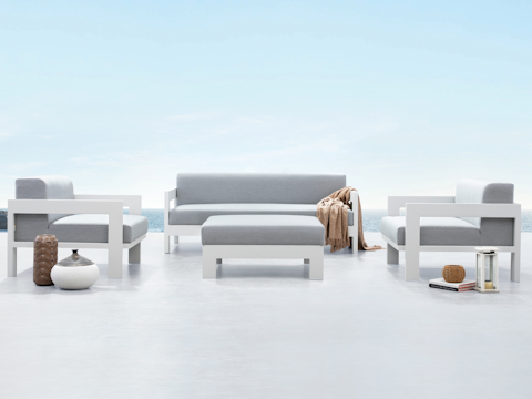 New Noosa White Outdoor Lounge Set 2+1+1 With Ottoman 1