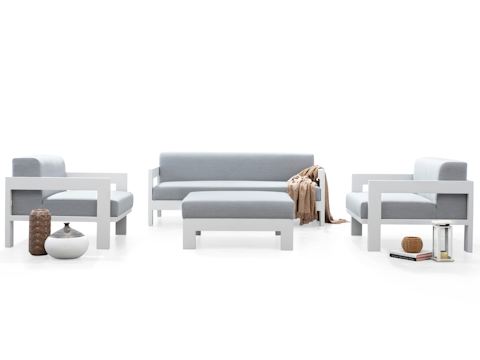 New Noosa White Outdoor Lounge Set 2+1+1 With Ottoman 4