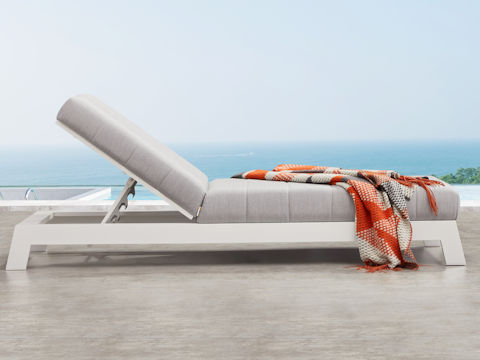New Noosa White Outdoor Fabric Sun Lounge 5