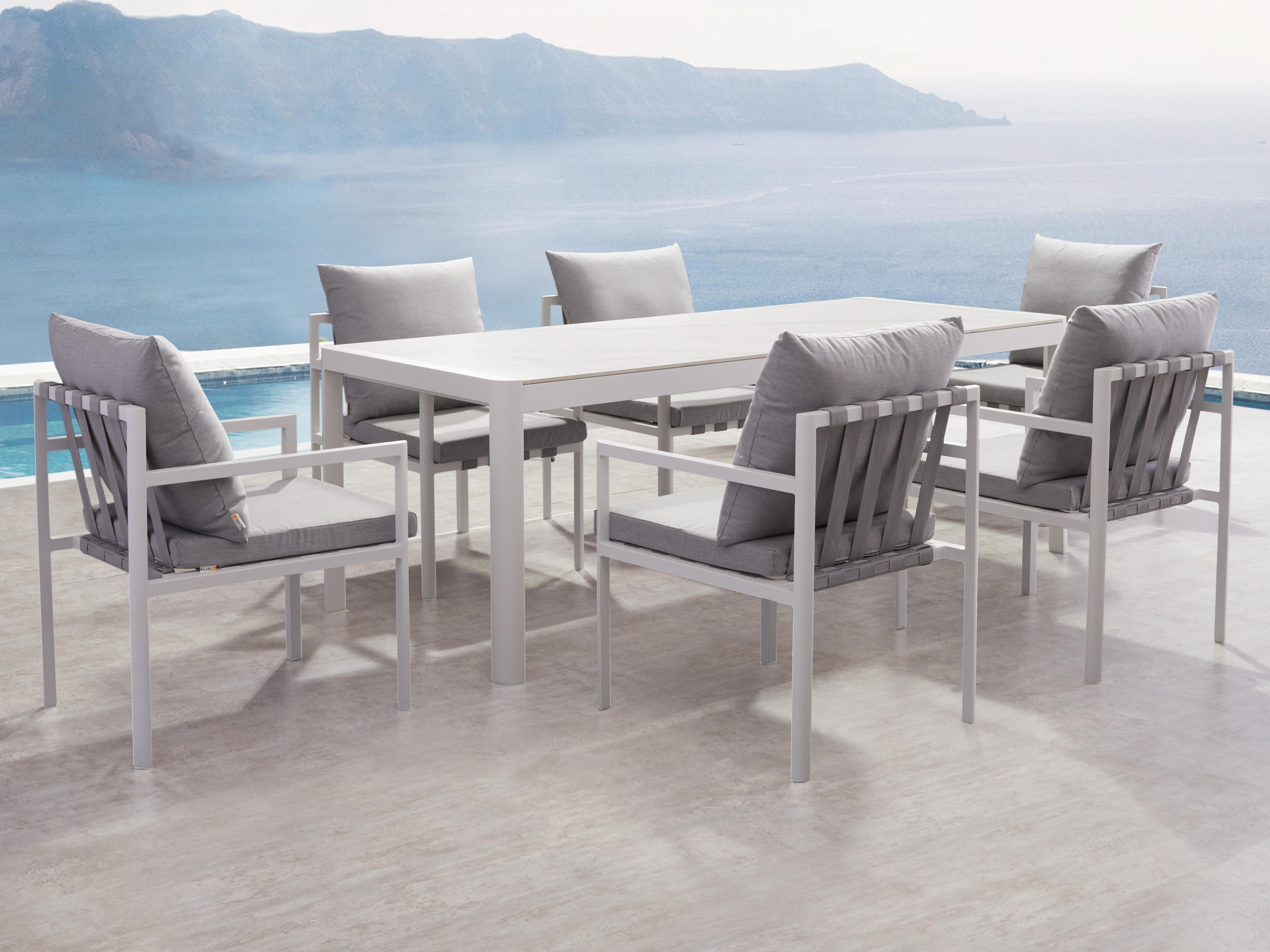 Manly White 7-piece Outdoor Ceramic Dining Set 3