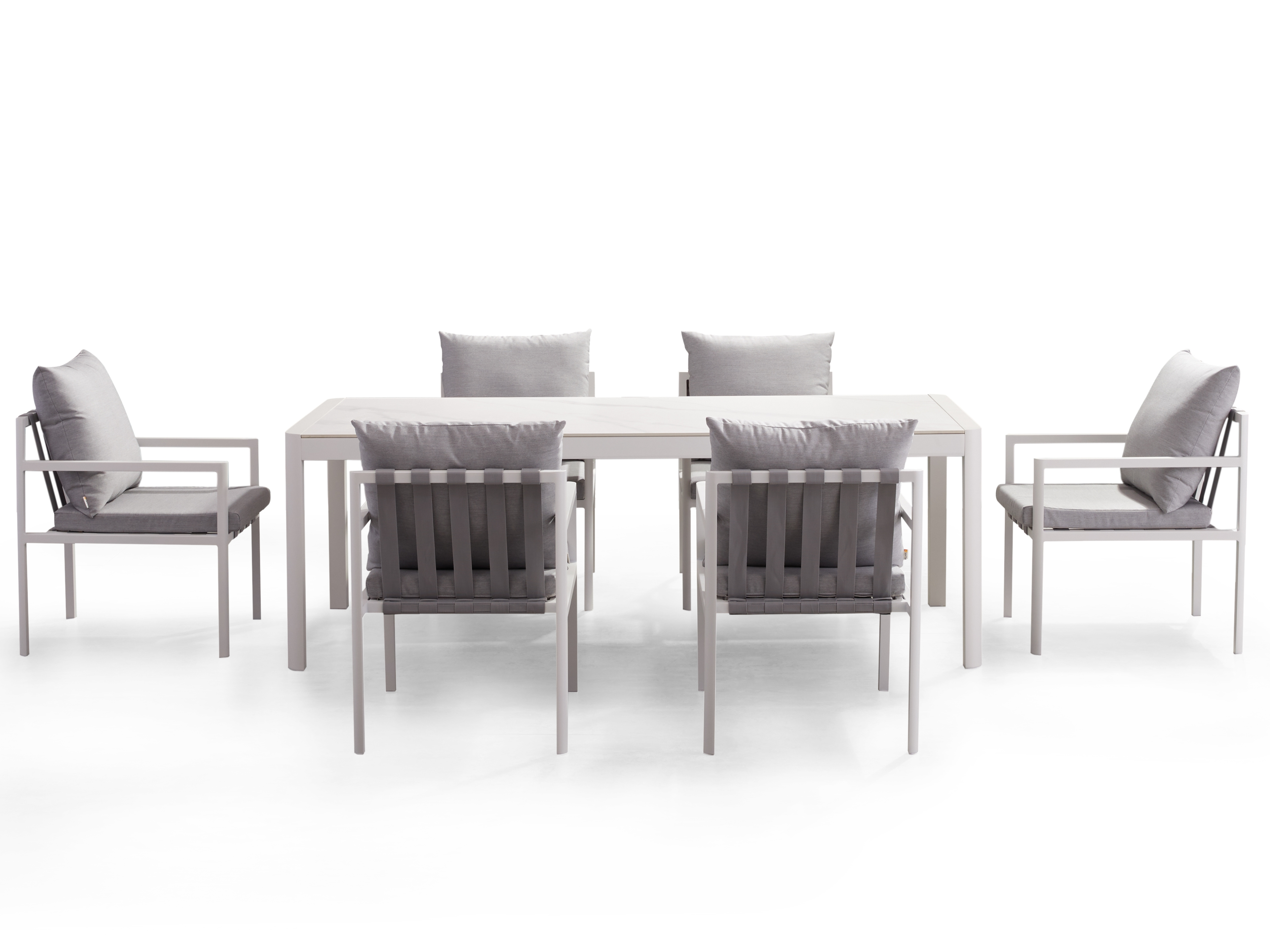 Manly White 7-piece Outdoor Ceramic Dining Set 5