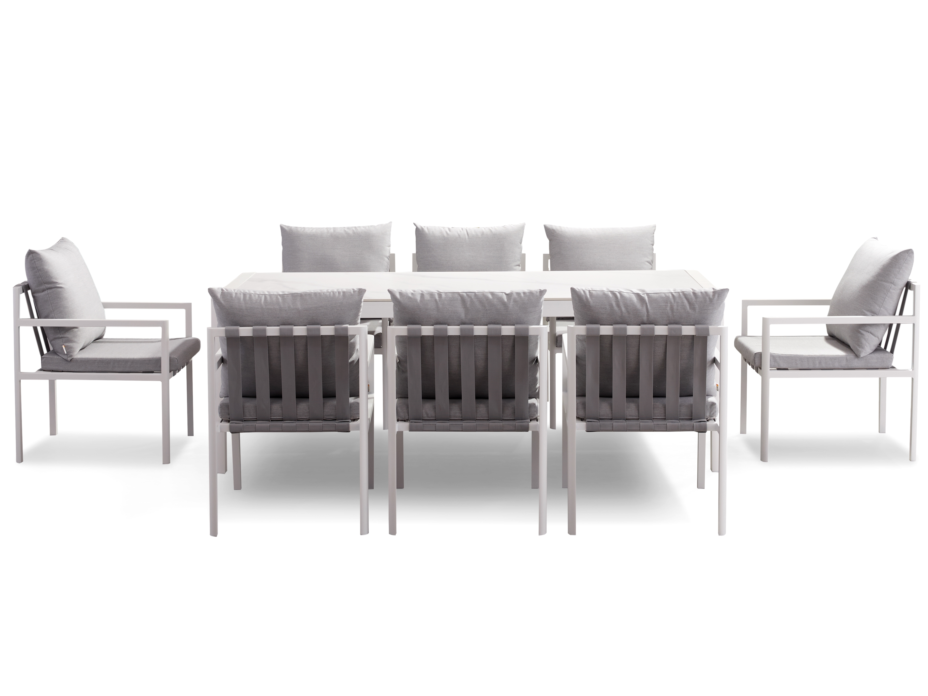 Manly White 9-piece Outdoor Ceramic Dining Set 4