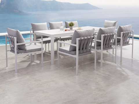 Manly White 9-piece Outdoor Ceramic Dining Set 3