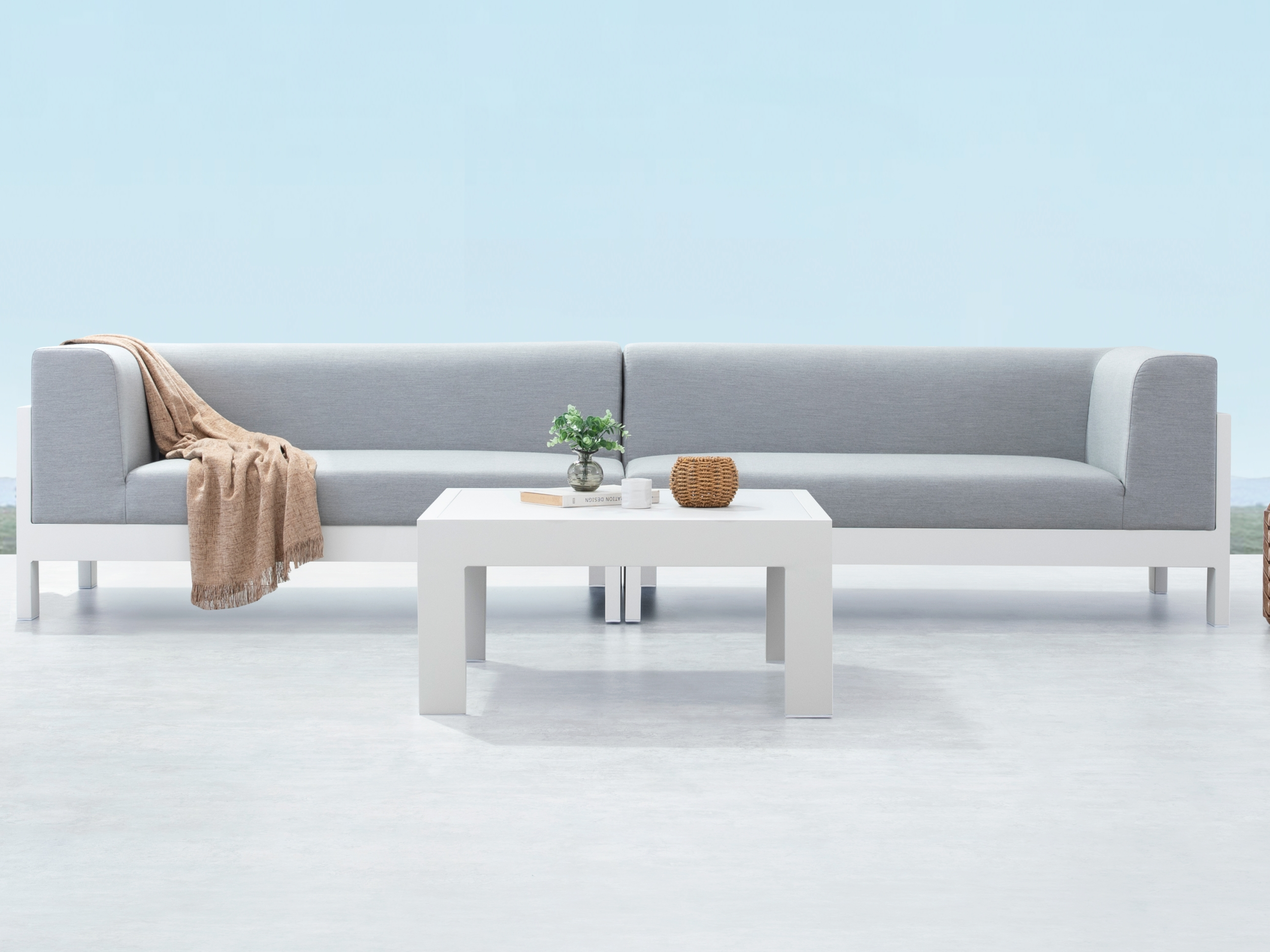 New Noosa White Outdoor Fabric Lounge With Coffee Table 2