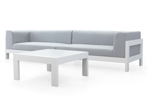 New Noosa White Outdoor Fabric Lounge With Coffee Table 7