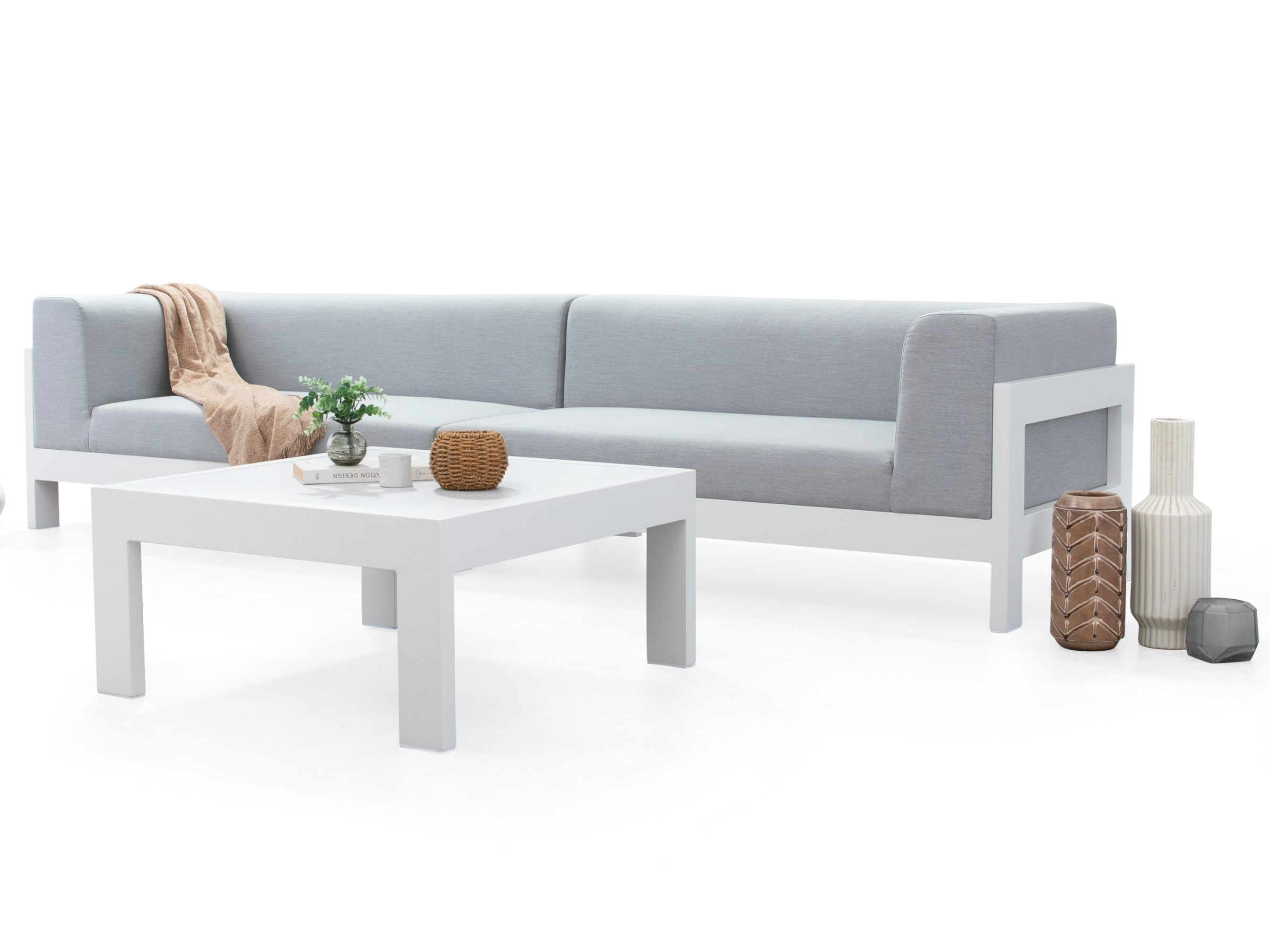New Noosa White Outdoor Fabric Lounge With Coffee Table 8