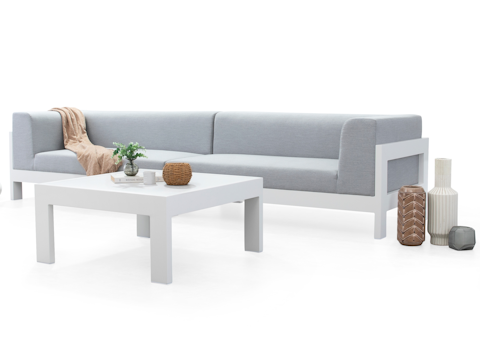 New Noosa White Outdoor Fabric Lounge With Coffee Table 8