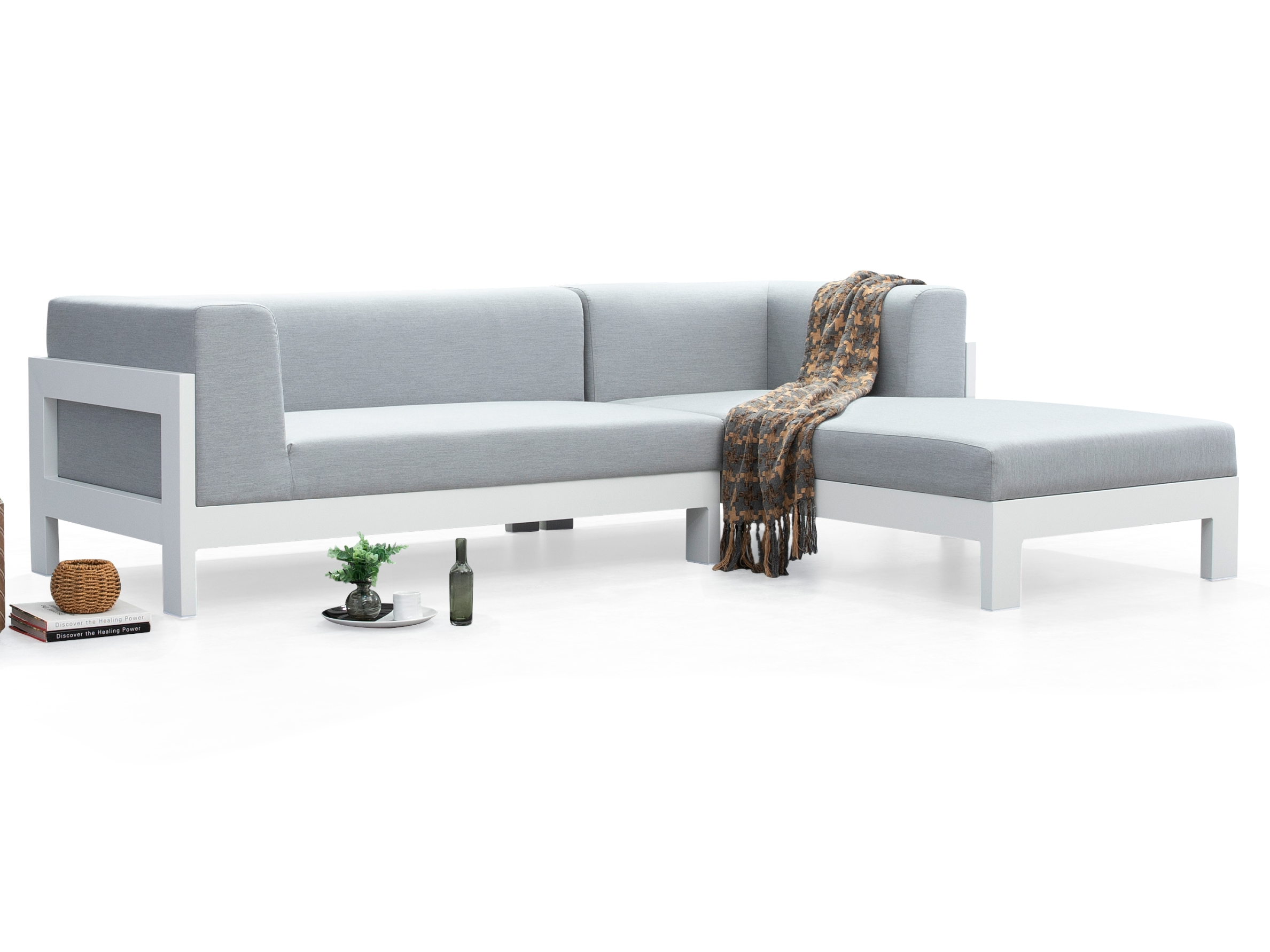 New Noosa White Outdoor Fabric Chaise Lounge 10