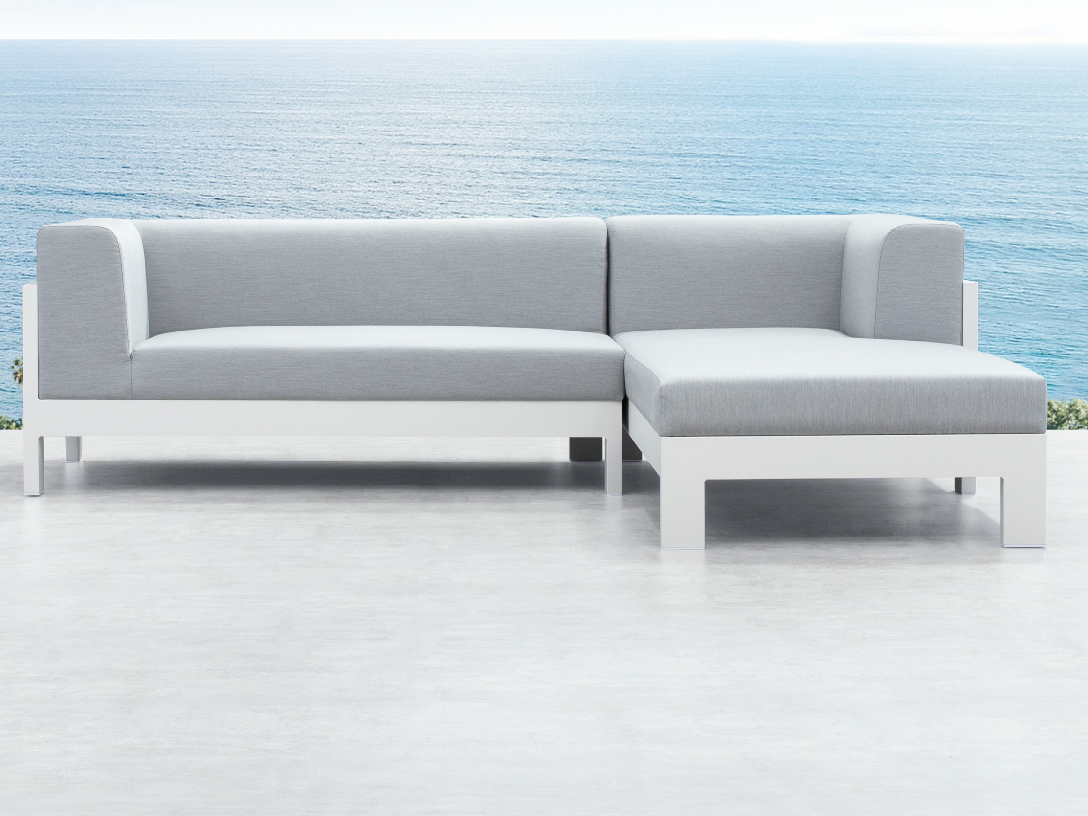 New Noosa White Outdoor Fabric Chaise Lounge 3