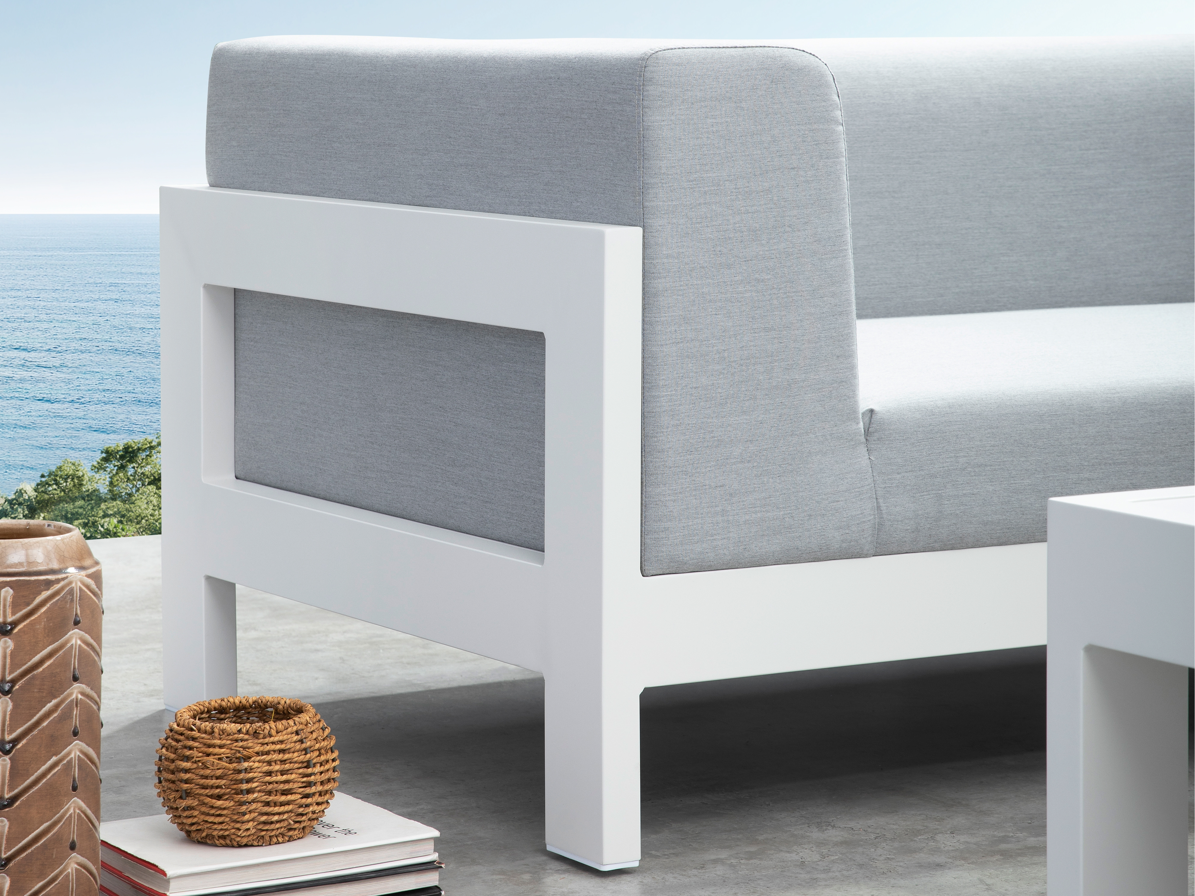 New Noosa White Outdoor Fabric Chaise Lounge 6