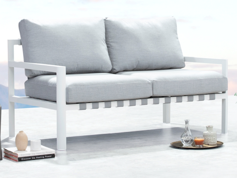 Manly White Outdoor Two Seater Sofa 4