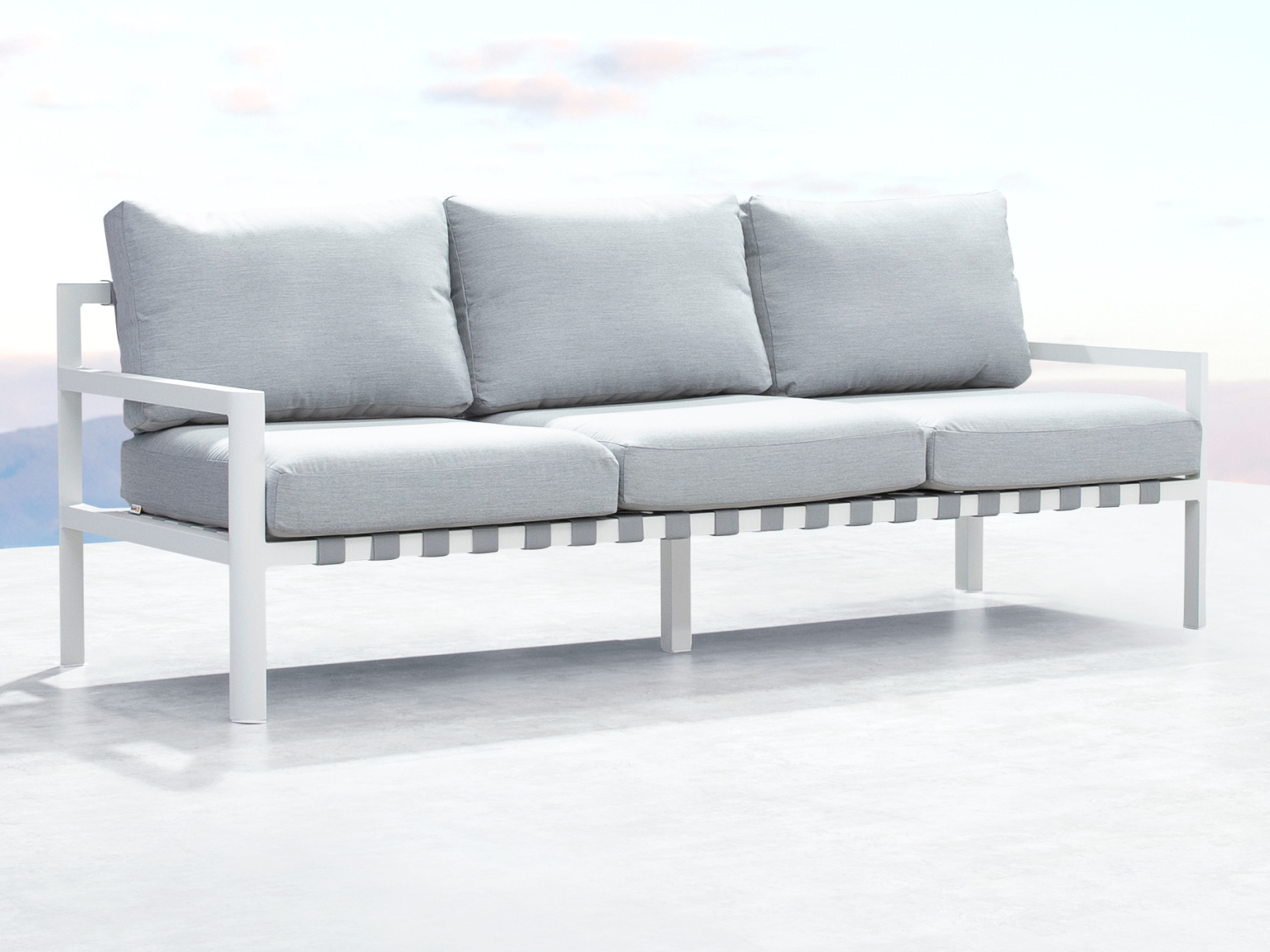 Manly White Outdoor Three Seat Sofa 4