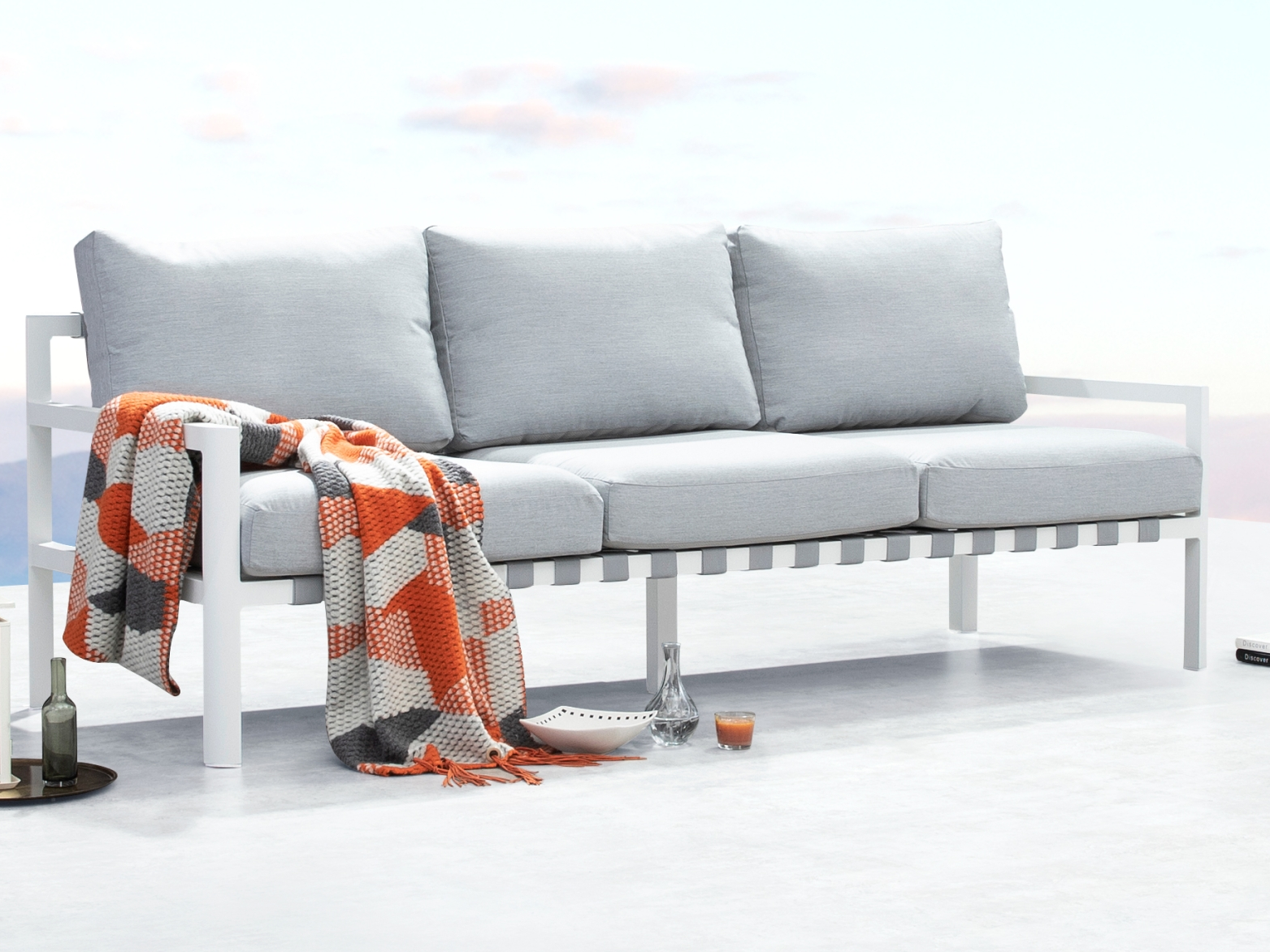 Manly White Outdoor Three Seat Sofa 3