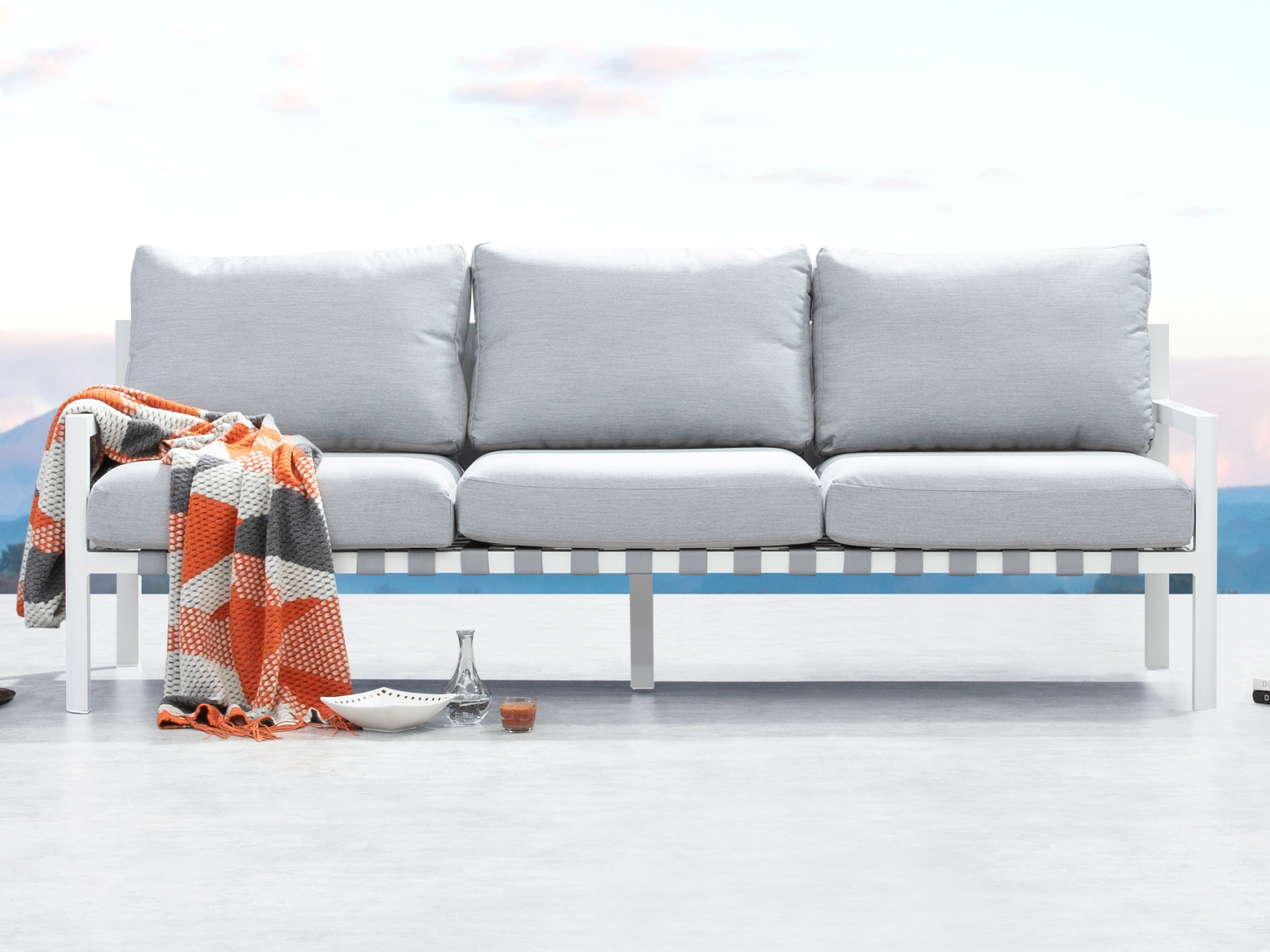 Manly White Outdoor Three Seat Sofa 2