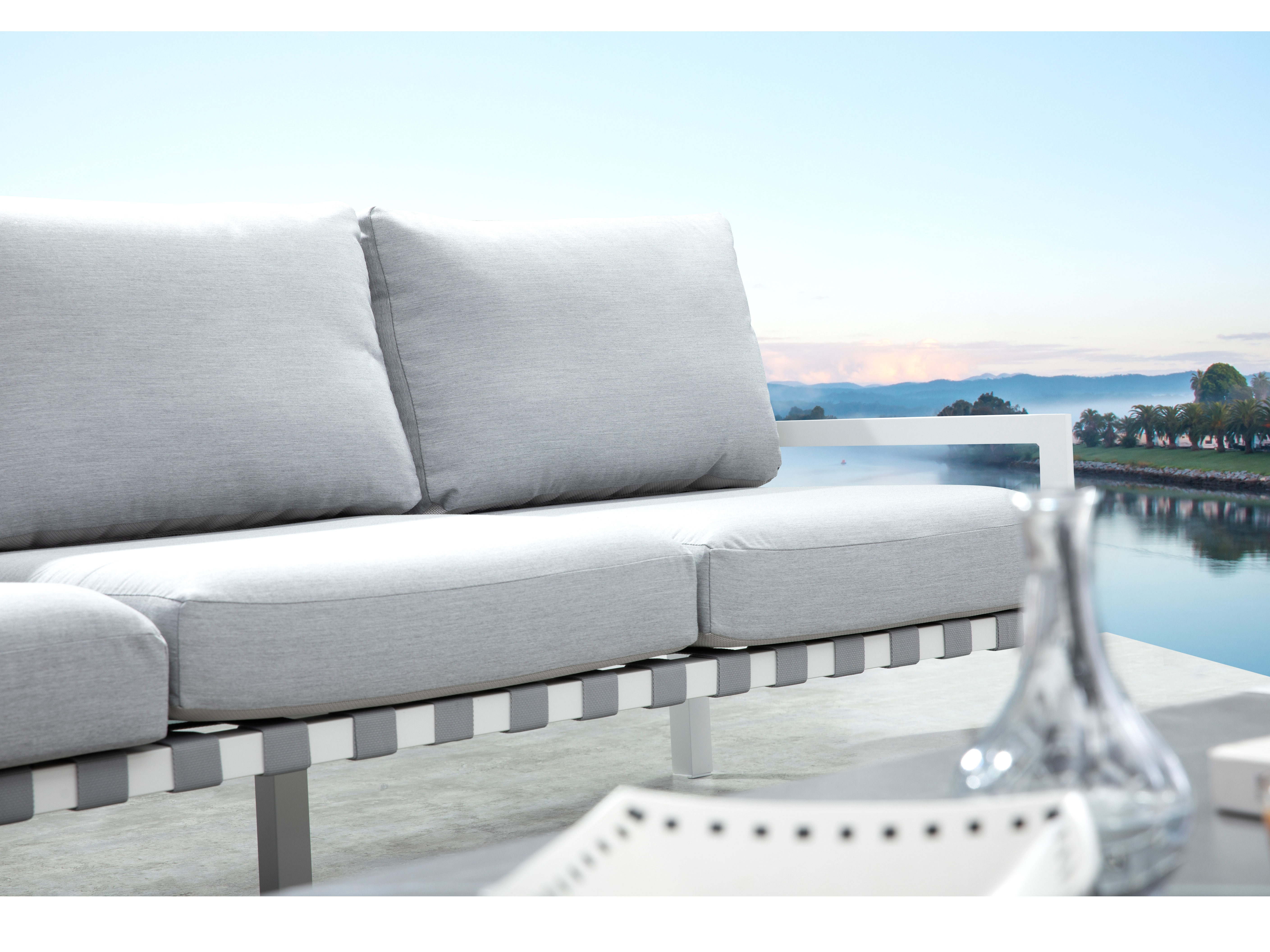 Manly White Outdoor Three Seat Sofa 6