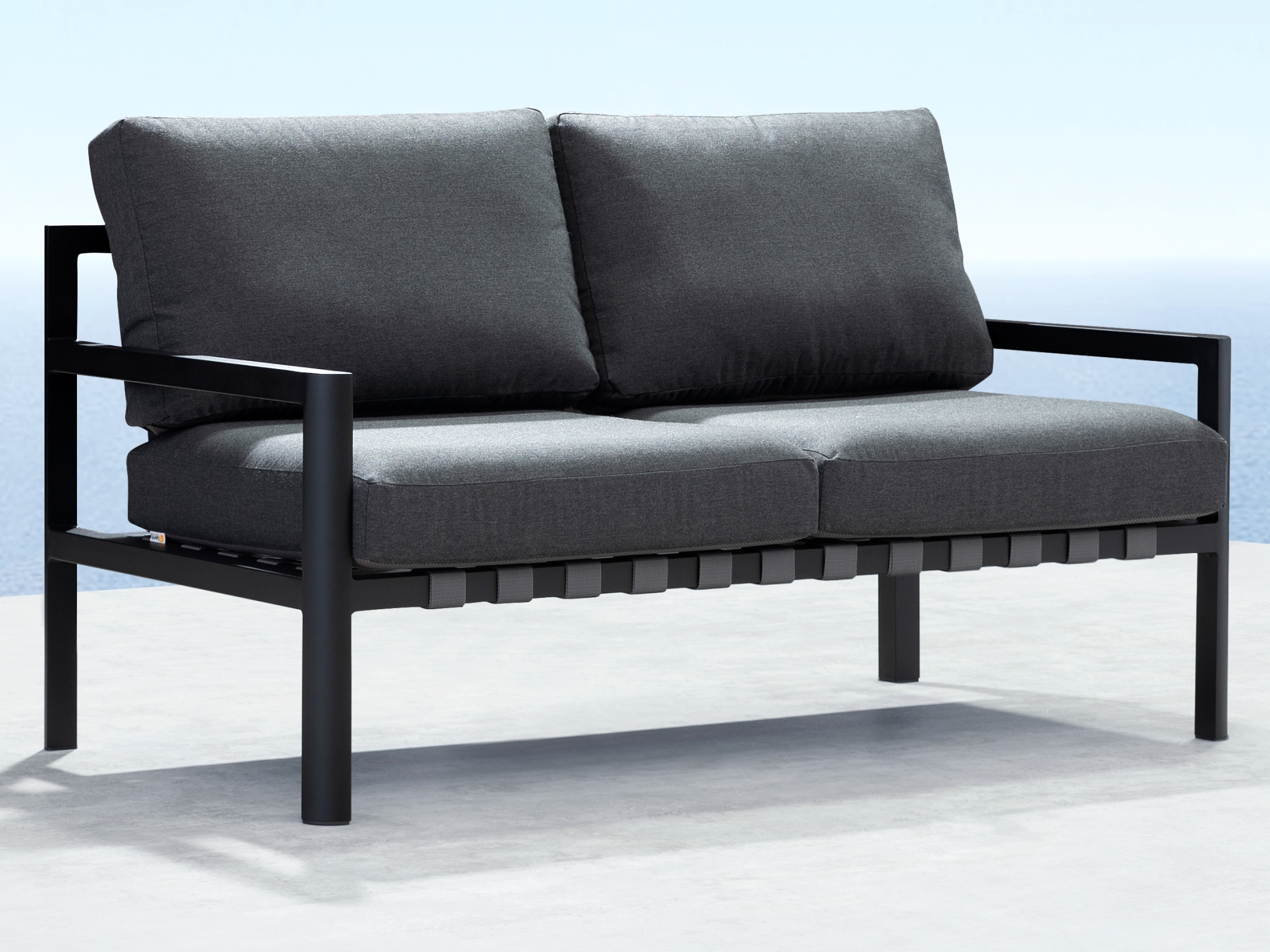 Manly Black Outdoor Two Seat Sofa 3