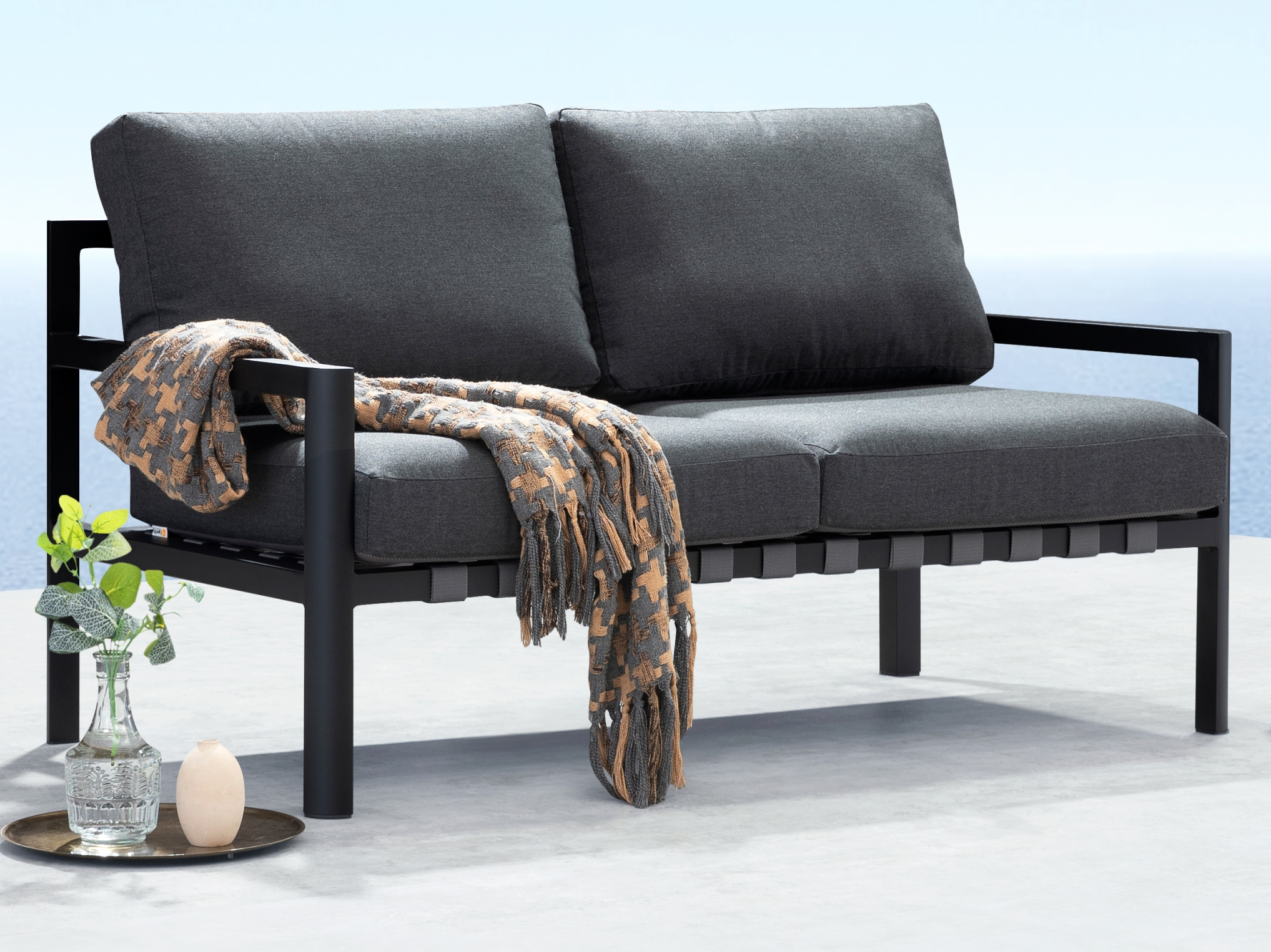 Manly Black Outdoor Two Seat Sofa 4